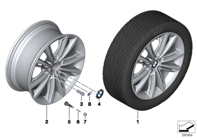 2015 BMW 550i BMW LA Wheel, M V-Spoke Diagram