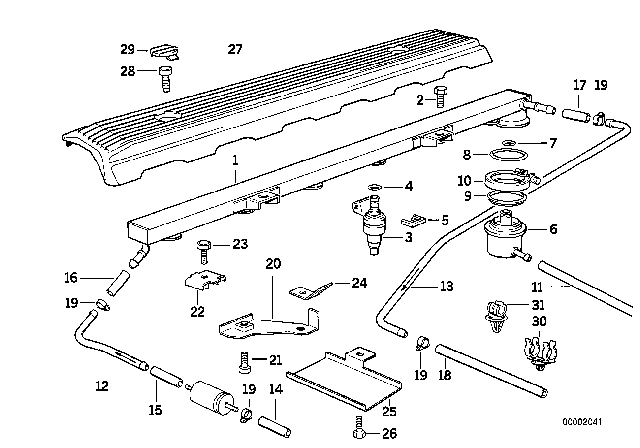 1992 BMW 325i Valves / Pipes Of Fuel Injection System Diagram