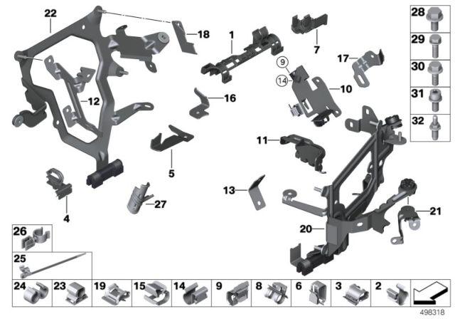 2010 BMW 550i Cable Harness Fixings Diagram