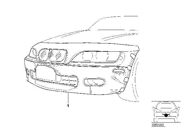 1995 BMW 325i Nose Mask Diagram