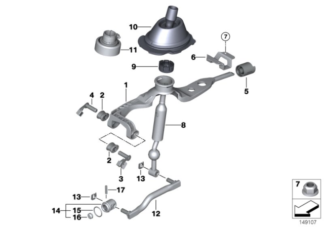 2011 BMW 135i Gear Shift Parts, Manual Transmission / 4-Wheel Diagram