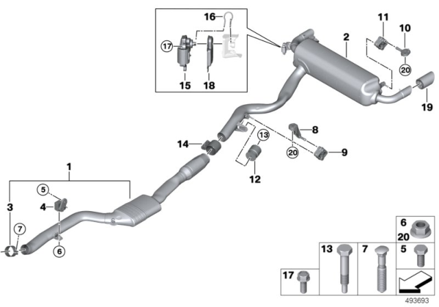 2020 BMW 330i xDrive RP-CATALYTIC CONVERTER Diagram for 18307933842