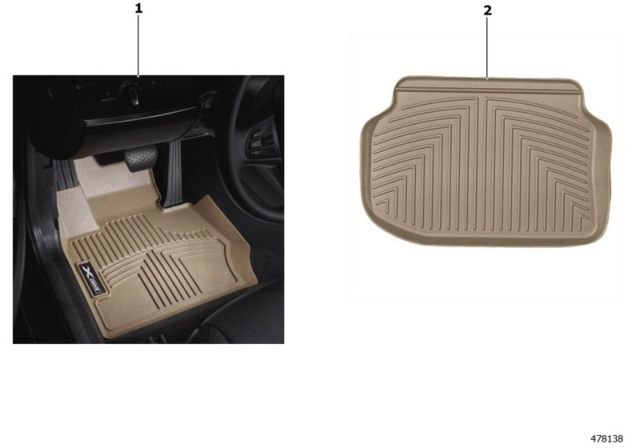 2014 BMW 640i All Weather Floor Liners Diagram