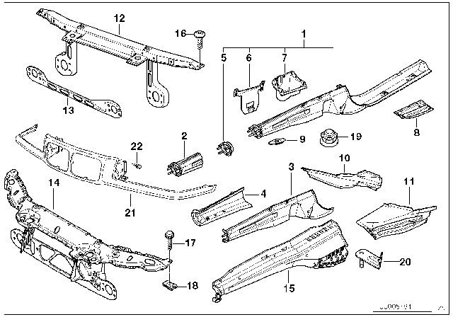 1996 BMW 318is Front Body Parts Diagram