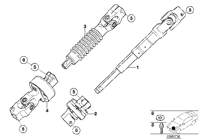 2004 BMW 330i Steering Column - Lower Joint Assy Diagram