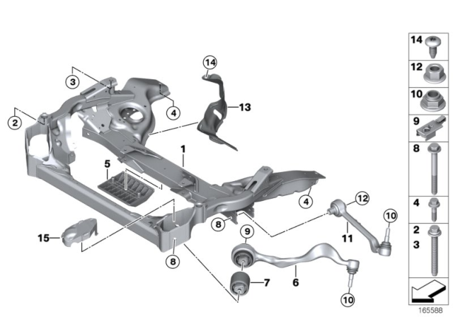 2009 BMW 135i Front Axle Support, Wishbone / Tension Strut Diagram