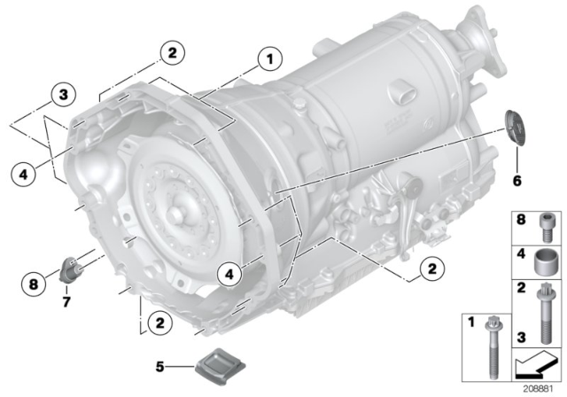 2015 BMW 550i Gearbox Mounting Diagram