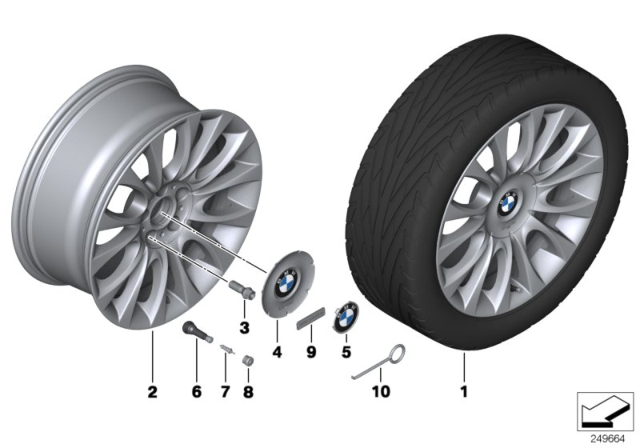 2012 BMW 550i BMW LA Wheel, Individual, V-Spoke Diagram