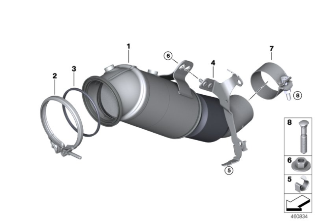 2020 BMW 440i xDrive Gran Coupe Exchange Catalytic Converter Close To Engine Diagram for 18327643152