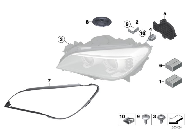 2015 BMW 740i Single Components For Headlight Diagram 2