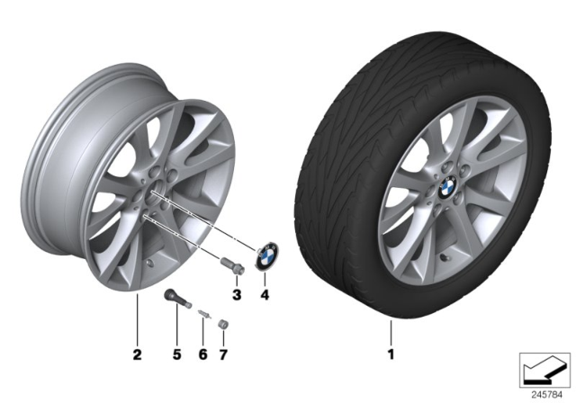 2008 BMW 128i BMW LA Wheel, V-Spoke Diagram 2