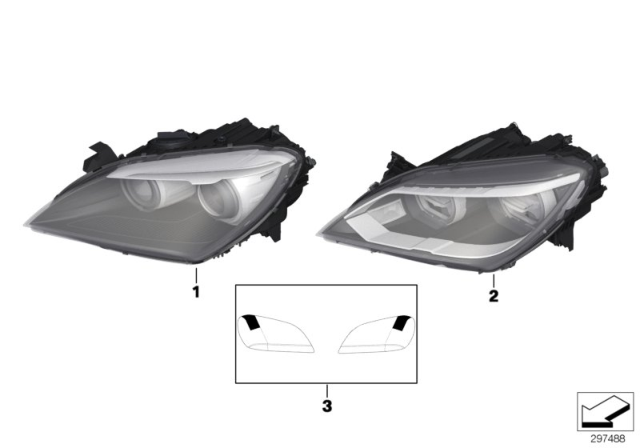 2015 BMW 640i xDrive Left Headlight Diagram for 63127358361