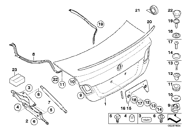 2010 BMW 135i Single Components For Trunk Lid Diagram