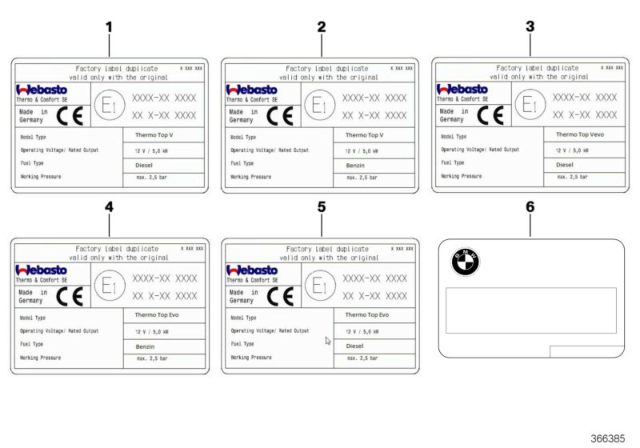 2013 BMW Alpina B7 Labels Independent Heating Diagram