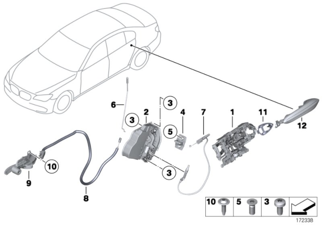 2014 BMW Alpina B7 Rear Right Complete Lock Diagram for 51227185688