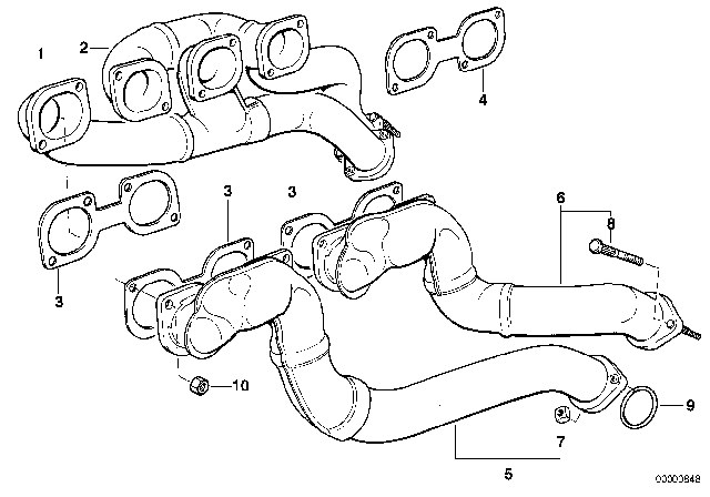 1997 BMW 740iL Exhaust Manifold Diagram