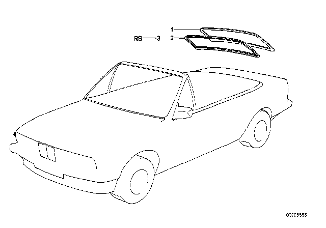 1992 BMW 325i Glazing Diagram 1