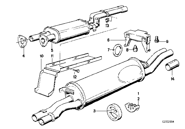 1982 BMW 633CSi Cooling / Exhaust System Diagram 1
