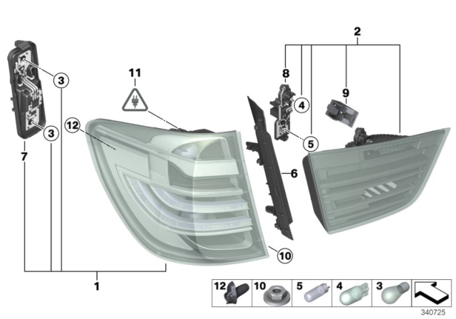 2016 BMW X3 Rear Light In The Side Panel, Right Diagram for 63217220242
