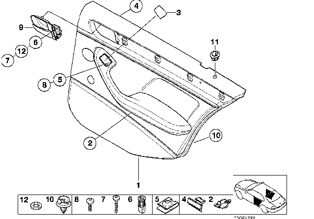 2001 BMW 325i Door Trim Panel Diagram 3