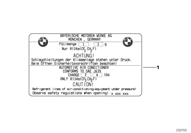 2011 BMW 128i Label, Coolant Diagram