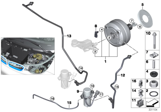 2020 BMW i3 Brake Servo Unit / Mounting Diagram