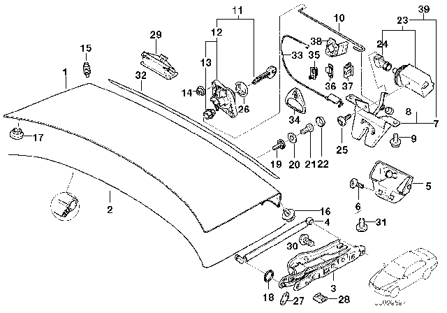 2002 BMW 530i Trunk Lock Actuator Diagram for 51248172177