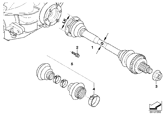 2001 BMW 325i Output Shaft With Bearing Ball Cage Diagram