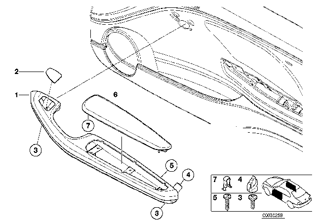 2000 BMW 323Ci Armrest, Aluminium, Front Left Diagram for 51417895391