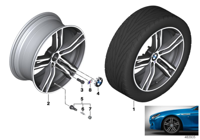 2016 BMW 640i BMW LA Wheel, Double Spoke Diagram