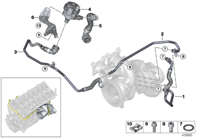 2019 BMW 740i Cooling System, Turbocharger Diagram
