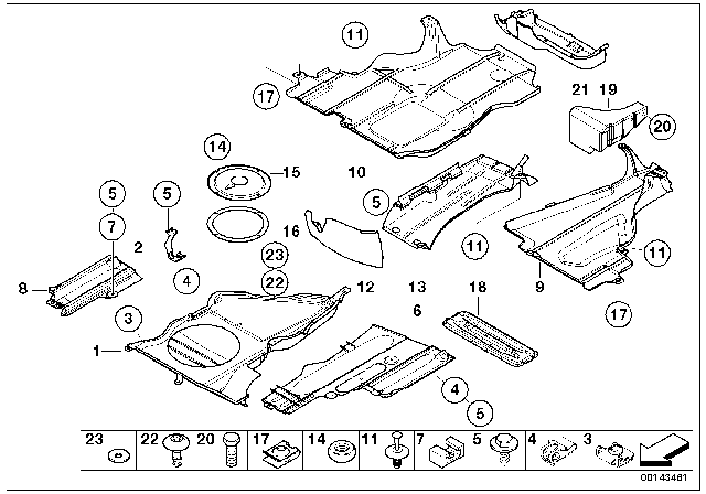 2005 BMW 325i Underfloor Coating Diagram