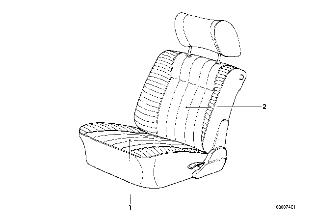 1988 BMW 325i Seat Cover Front Diagram