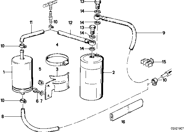 1987 BMW 325i Fuel Supply / Filter Diagram