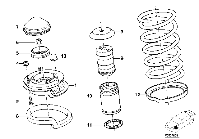 1995 BMW 525i Guide Support / Spring Pad / Attaching Parts Diagram