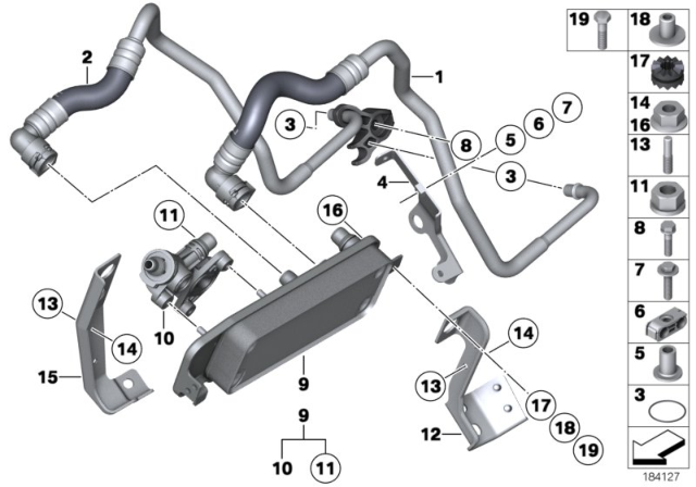 2013 BMW 640i Heat Exchanger / Transmission Oil Cooler Line Diagram