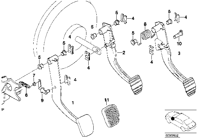 1997 BMW 740i Pedals Supporting Bracket / Brake Pedal Diagram