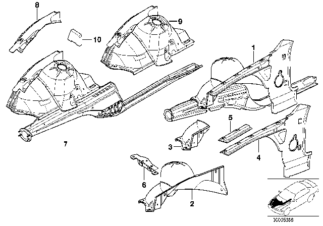 1997 BMW 318is Wheel Arch Front Diagram