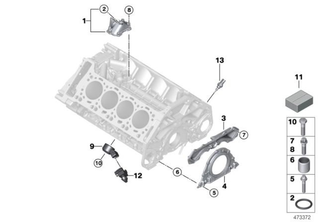 2012 BMW 550i Engine Block & Mounting Parts Diagram 2