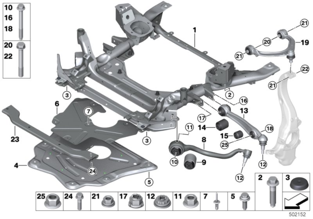 2014 BMW X5 Bottom Rubber Mount Wishbone, Right Diagram for 31126864822