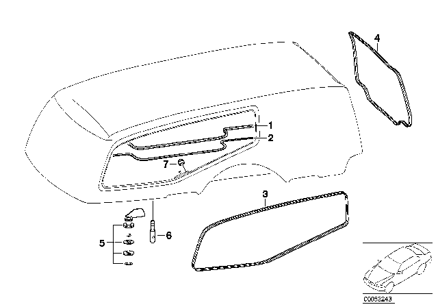 1992 BMW 325i Hood Parts Diagram 1
