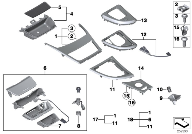 2008 BMW 128i Mounted Parts For Centre Console Diagram