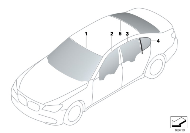 2014 BMW 750Li Glazing Diagram