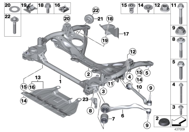 2018 BMW 330i Front Axle Support, Wishbone / Tension Strut Diagram