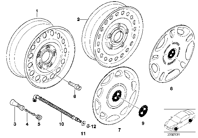 1999 BMW 318ti Wheel Trim Hub Cap Diagram for 36131094158