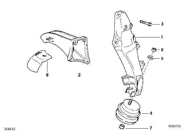 1995 BMW 318is Right Engine Supporting Bracket Diagram for 11811137014