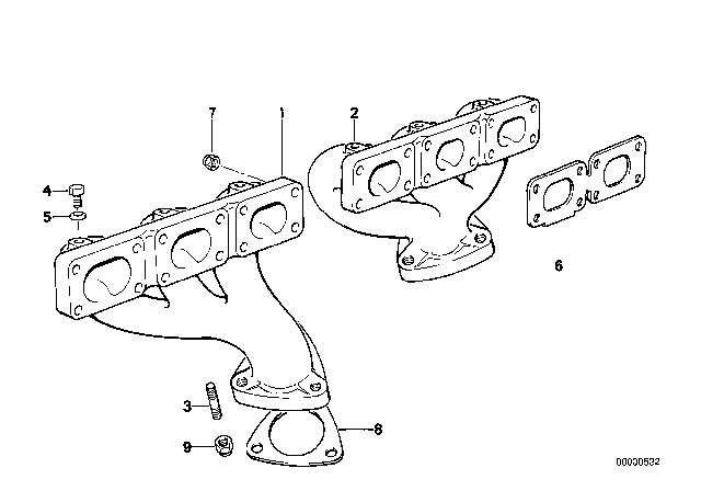 1993 BMW 525i Exhaust Manifold Diagram