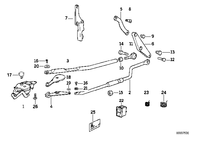 1991 BMW 325i Electro - Mechanical Folding Top Rod Assy Diagram
