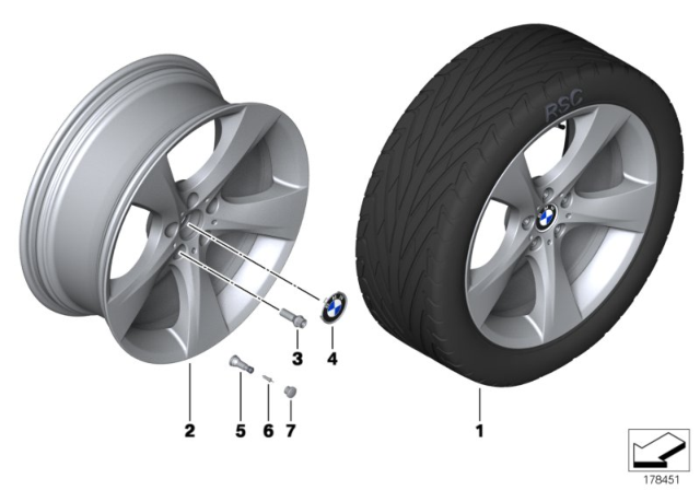 2014 BMW 550i BMW LA Wheel, Star Spoke Diagram 1