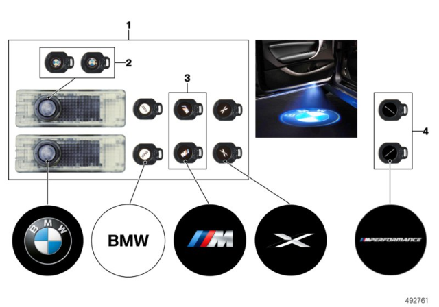2019 BMW 740i LED Door Projector Diagram